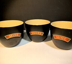1759. Vintage Bailey's Irish Cream Stoneware Mugs Mine Mine Yours